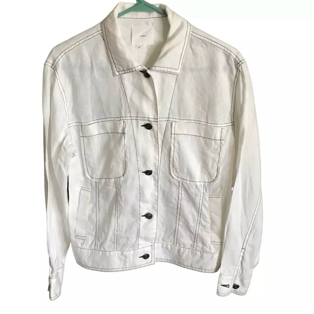 A Loves A 100% White Linen Jacket long sleeve lightweight